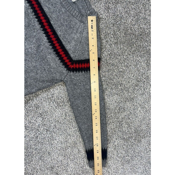 Jumper 1234 Pull Over Knit 100% Cashmere SIZE 1 Sweater Grey Blue Red Striped - Picture 7 of 9